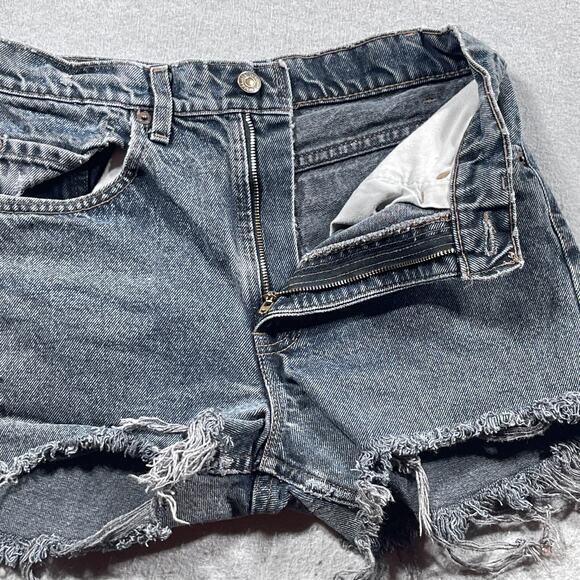 VTG Levi's 501 Shorts Women 28 Gray High Rise Button Fly Cutoff Distressed Denim - Picture 10 of 11